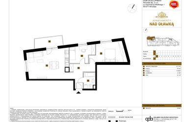 Rzut - Mieszkanie na sprzedaż 3 pokoje o powierzchni 63,65 m² - numer 7 w Apartamenty nad Oławką