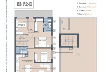 Rzut - Mieszkanie na sprzedaż 3 pokoje o powierzchni 83,1 m² - numer 3.2.D w LA Sunrise - Los Alcázares