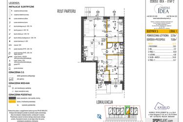 Rzut - Mieszkanie na sprzedaż 3 pokoje o powierzchni 53,7 m² - numer 5-L1 w Osiedle Idea etap II