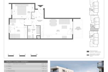 Rzut - Mieszkanie na sprzedaż 3 pokoje o powierzchni 59,69 m² - numer 40 w Monsa bud. E