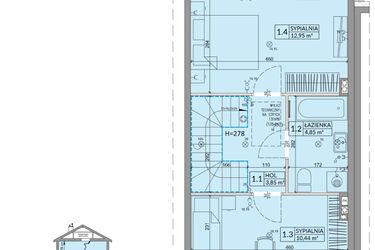 Rzut - Dom na sprzedaż 3 pokoje o powierzchni 68,42 m² - numer 31B w Osiedle Słoneczne etap IV