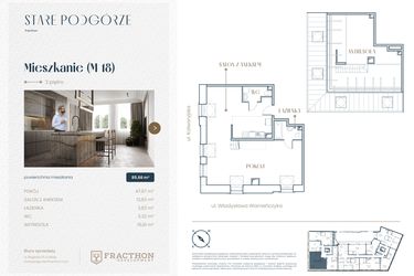 Rzut - Mieszkanie na sprzedaż 1 pokój o powierzchni 102,45 m² - numer M.18 w Stare Podgórze