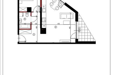 Rzut - Mieszkanie na sprzedaż 2 pokoje o powierzchni 50,62 m² - numer 23 w Andersa 3