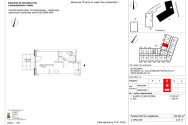 Rzut - Lokal użytkowy na sprzedaż 1 pokój o powierzchni 20,92 m² - numer 55 w RZ21