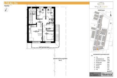 Rzut - Mieszkanie na sprzedaż 4 pokoje o powierzchni 54,25 m² - numer O2 w Villa Stoki (mieszkania)