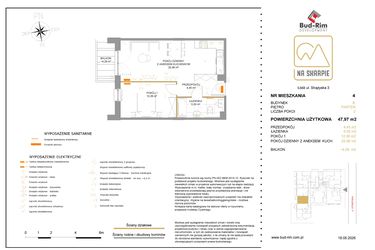 Rzut - Mieszkanie na sprzedaż 2 pokoje o powierzchni 47,97 m² - numer B4 w Na Skarpie bud. B