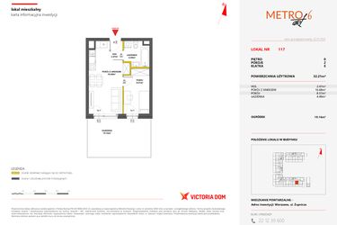 Rzut - Mieszkanie na sprzedaż 2 pokoje o powierzchni 32,21 m² - numer 117 w Metro Art 6