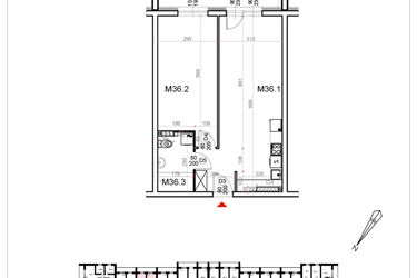 Rzut - Mieszkanie na sprzedaż 2 pokoje o powierzchni 52,01 m² - numer 36 w Malinowa Osiedle Borek
