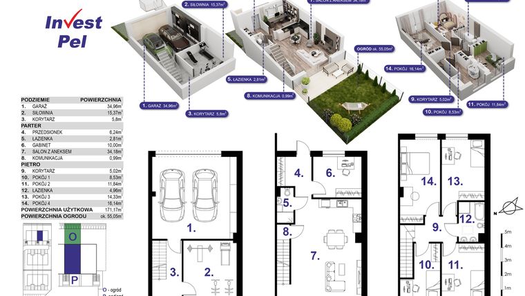 Rzut - Dom na sprzedaż 6 pokoi o powierzchni 188,79 m² - numer 2A w Villa Park Gdańsk etap III