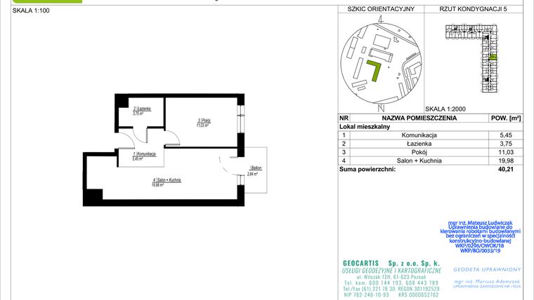 Rzut - Mieszkanie na sprzedaż 2 pokoje o powierzchni 40,21 m² - numer C92 w Jasielska 8C