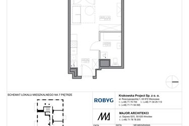 Rzut - Mieszkanie na sprzedaż 1 pokój o powierzchni 29,76 m² - numer KR6/A/7/6 w Apartamenty Krakowska etap VI