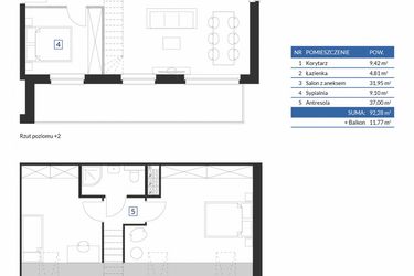Rzut - Mieszkanie na sprzedaż 3 pokoje o powierzchni 92,43 m² - numer 7D12 w Osiedle Krzeptów VII