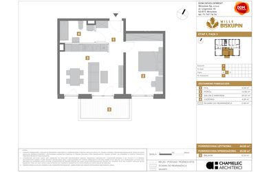 Rzut - Mieszkanie na sprzedaż 2 pokoje o powierzchni 45,06 m² - numer P5 w Wille Biskupin III