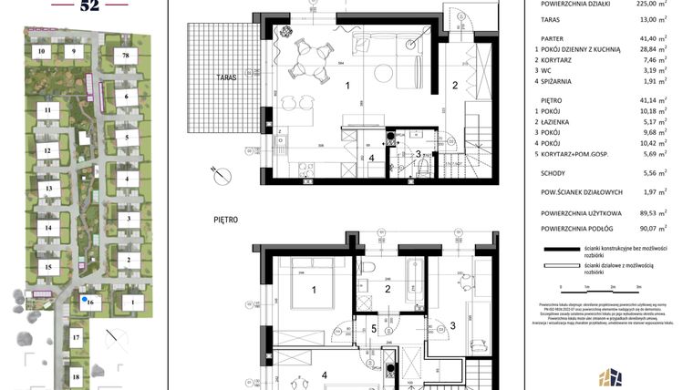 Rzut - Dom na sprzedaż 4 pokoje o powierzchni 89,53 m² - numer 16A w Rataja 52 - etap III