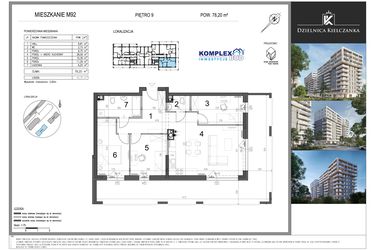 Rzut - Mieszkanie na sprzedaż 5 pokoi o powierzchni 78,2 m² - numer 92 w Dzielnica Kielczanka etap II