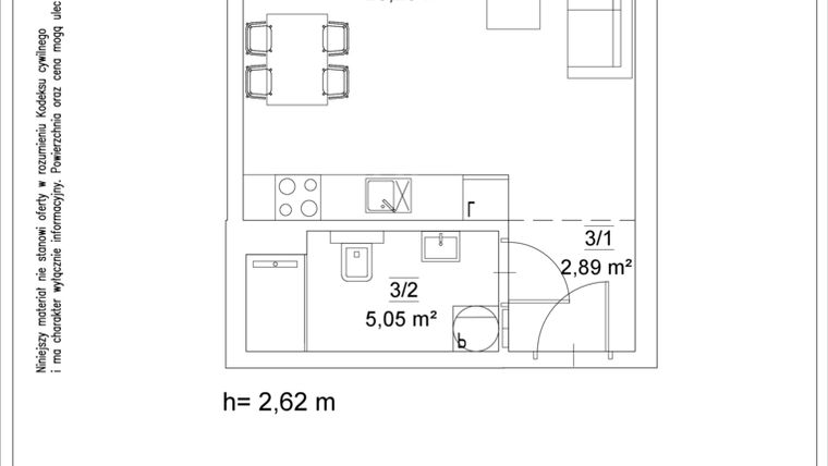 Rzut - Mieszkanie na sprzedaż 1 pokój o powierzchni 36,17 m² - numer 3 w Osiedle Teatralne 19