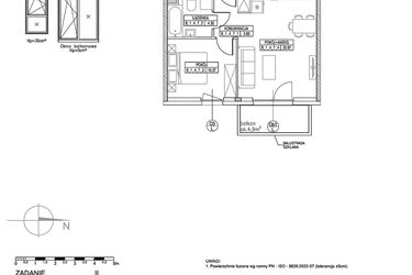 Rzut - Mieszkanie na sprzedaż 2 pokoje o powierzchni 39,44 m² - numer B.1.4.7 w Forma II