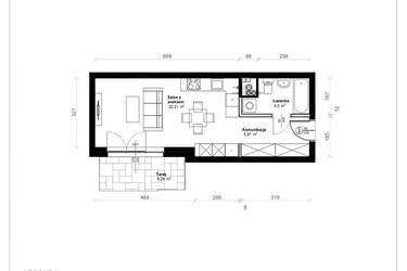 Rzut - Mieszkanie na sprzedaż 1 pokój o powierzchni 32,78 m² - numer B.0.03.1a w ATRIUM