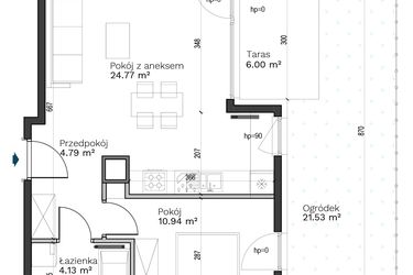 Rzut - Mieszkanie na sprzedaż 2 pokoje o powierzchni 44,63 m² - numer B-4 w Destino