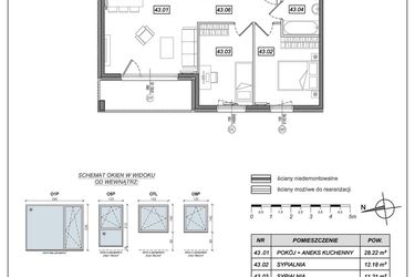 Rzut - Mieszkanie na sprzedaż 3 pokoje o powierzchni 66,61 m² - numer 4.A.43 w Urzeka bud. 4