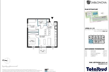 Rzut - Mieszkanie na sprzedaż 3 pokoje o powierzchni 55,08 m² - numer A.1.16 w Jabłonova