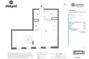 Rzut - Mieszkanie na sprzedaż 1 pokój o powierzchni 81,77 m² - numer 5.6.235.M w Granaria