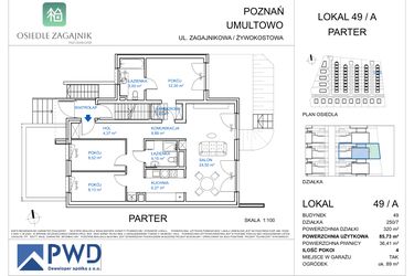 Rzut - Mieszkanie na sprzedaż 4 pokoje o powierzchni 85,73 m² - numer 49A w Osiedle Zagajnik - etap I