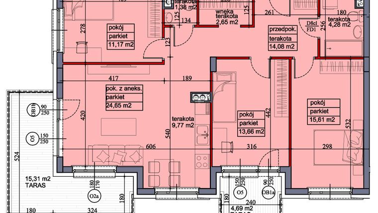 Rzut - Mieszkanie na sprzedaż 4 pokoje o powierzchni 87,48 m² - numer 29 w Apartamenty Kolberga
