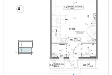 Rzut - Dom na sprzedaż 3 pokoje o powierzchni 62,16 m² - numer 27 w Boska Ksawerowska 2 etap 2