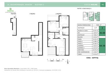 Rzut - Mieszkanie na sprzedaż 4 pokoje o powierzchni 108,26 m² - numer 5-M2 w Osiedle Niezapominajek