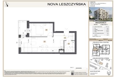 Rzut - Mieszkanie na sprzedaż 2 pokoje o powierzchni 40,15 m² - numer M8 w Nova Leszczyńska