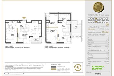 Rzut - Mieszkanie na sprzedaż 5 pokoi o powierzchni 83,45 m² - numer WKJ-LM-12 w Wola Księcia Janusza