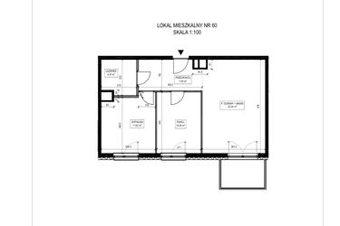 Rzut - Mieszkanie na sprzedaż 3 pokoje o powierzchni 57,49 m² - numer A.60 w Urzecze II