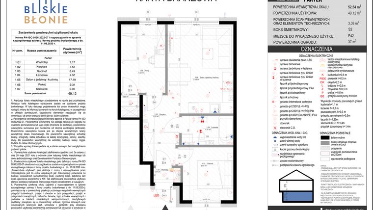 Rzut - Dom na sprzedaż 3 pokoje o powierzchni 49,12 m² - numer A6-1 w Bliskie Błonie