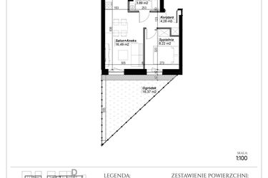 Rzut - Mieszkanie na sprzedaż 2 pokoje o powierzchni 32,88 m² - numer D.26 w Narcyzowe Wzgórza II