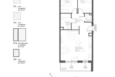 Rzut - Mieszkanie na sprzedaż 3 pokoje o powierzchni 70,34 m² - numer F.2.2.4 w Optima VII