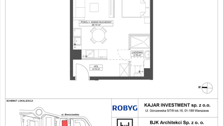 Rzut - Mieszkanie na sprzedaż 1 pokój o powierzchni 34,67 m² - numer C.3M08 w Foresteria