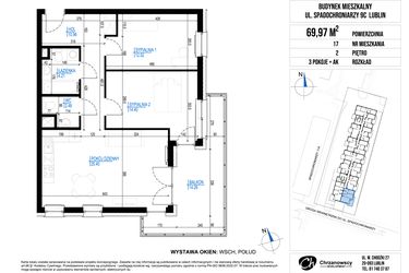 Rzut - Mieszkanie na sprzedaż 3 pokoje o powierzchni 69,97 m² - numer 17 w Vieniava edycja druga
