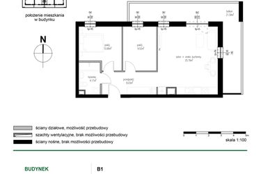 Rzut - Mieszkanie na sprzedaż 3 pokoje o powierzchni 58,16 m² - numer 25 w Wędrowna