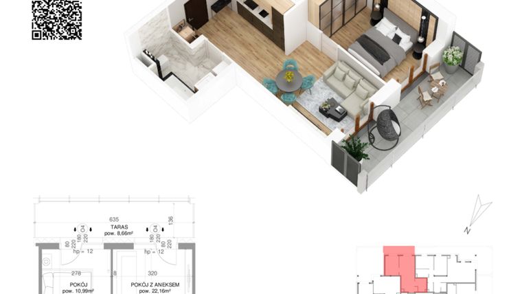 Rzut - Mieszkanie na sprzedaż 2 pokoje o powierzchni 38,66 m² - numer 4 w Villa Park - Etap IV
