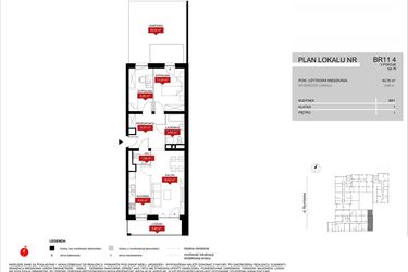 Rzut - Mieszkanie na sprzedaż 3 pokoje o powierzchni 64,76 m² - numer BR11/4 w Browary Wrocławskie 2