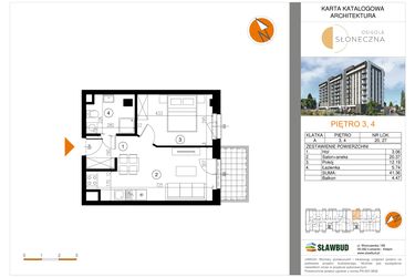Rzut - Mieszkanie na sprzedaż 2 pokoje o powierzchni 41,36 m² - numer 27 w Osiedle Słoneczna
