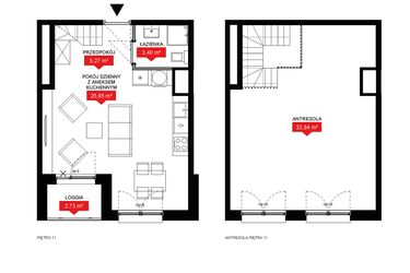 Rzut - Mieszkanie na sprzedaż 1 pokój o powierzchni 68,38 m² - numer A1 145 w 29L