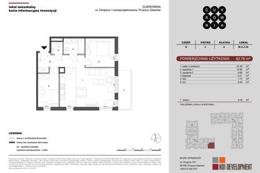 Rzut - Mieszkanie na sprzedaż 3 pokoje o powierzchni 62,76 m² - numer M.A.2.029 w CUKROWNIA