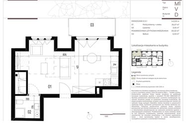Rzut - Mieszkanie na sprzedaż 1 pokój o powierzchni 30,22 m² - numer D.5.1 w Nowa Stawowa