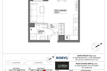 Rzut - Mieszkanie na sprzedaż 1 pokój o powierzchni 32,11 m² - numer B1M10 w Pas Startowy bud. A i B
