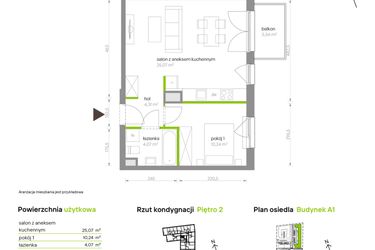 Rzut - Mieszkanie na sprzedaż 2 pokoje o powierzchni 43,69 m² - numer A1.2D103 w Bemowo Vita