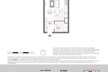 Rzut - Mieszkanie na sprzedaż 1 pokój o powierzchni 29,38 m² - numer F.01.09 w Pierwsza Dzielnica - etap III