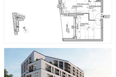 Rzut - Mieszkanie na sprzedaż 2 pokoje o powierzchni 45,52 m² - numer 108 w Aleja