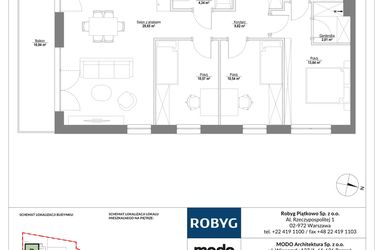 Rzut - Mieszkanie na sprzedaż 4 pokoje o powierzchni 86,14 m² - numer 2M04 w Piątkowo Residence